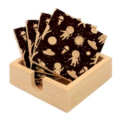 Space Pattern Cartoon Bamboo Coaster Set by Jancukart