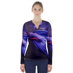 Betta Fish Photo And Wallpaper Cute Betta Fish Pictures V-neck Long Sleeve Top by StoreofSuccess