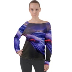 Betta Fish Photo And Wallpaper Cute Betta Fish Pictures Off Shoulder Long Sleeve Velour Top by StoreofSuccess