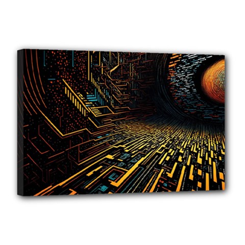 Data Technology Coding Pattern Canvas 18  X 12  (stretched) by Jancukart