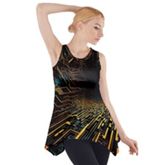 Data Technology Coding Pattern Side Drop Tank Tunic by Jancukart