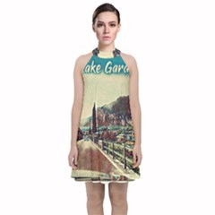 On The Way To Lake Garda, Italy  Velvet Halter Neckline Dress  by ConteMonfrey