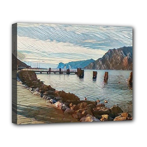 Ducks On Gardasee Deluxe Canvas 20  X 16  (stretched) by ConteMonfrey