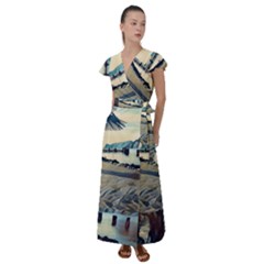 A Walk On Gardasee, Italy  Flutter Sleeve Maxi Dress by ConteMonfrey
