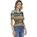 Calm Day On Lake Garda Puffed Short Sleeve Button Up Jacket View3