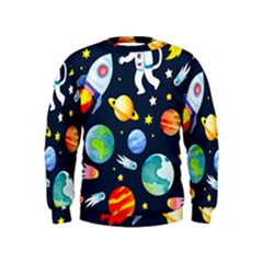 Space Galaxy Seamless Background Kids  Sweatshirt by Jancukart