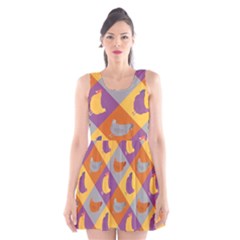 Chickens Pixel Pattern - Version 1b Scoop Neck Skater Dress by wagnerps
