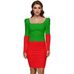 Avar People Women Long Sleeve Ruched Stretch Jersey Dress by tony4urban