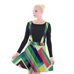 Pattern Abstract Geometric Design Suspender Skater Skirt by danenraven