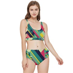 Pattern Abstract Geometric Design Frilly Bikini Set by danenraven