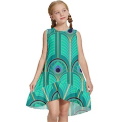 Gradient Art Deco Pattern Design Kids  Frill Swing Dress by artworkshop
