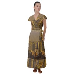 Buenos Aires City Aerial View002 Flutter Sleeve Maxi Dress by dflcprintsclothing