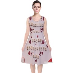 Valentine Gift Box V-neck Midi Sleeveless Dress  by artworkshop