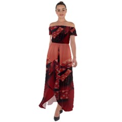 Valentines Gift Off Shoulder Open Front Chiffon Dress by artworkshop