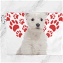 West Highland White Terrier Gift T- Shirt Cute West Highland White Terrier Valentine Heart Paw West Canvas Cosmetic Bag (XXXL) View1