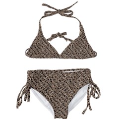 Brown Leopard Pattern Kids  Classic Bikini Set by DinkovaArt