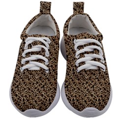 Brown Leopard Pattern Kids Athletic Shoes by DinkovaArt