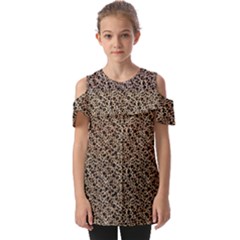 Brown Leopard Pattern Fold Over Open Sleeve Top by DinkovaArt