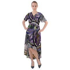 Dark Leaves Front Wrap High Low Dress by DinkovaArt