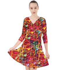 Design Art Pattern Quarter Sleeve Front Wrap Dress by artworkshop