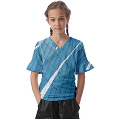 Design Texture Kids  V-neck Horn Sleeve Blouse by artworkshop