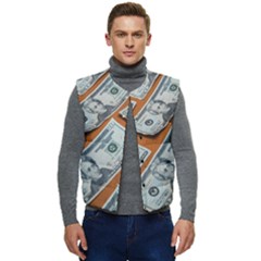 Money Pattern Men s Short Button Up Puffer Vest	 by artworkshop