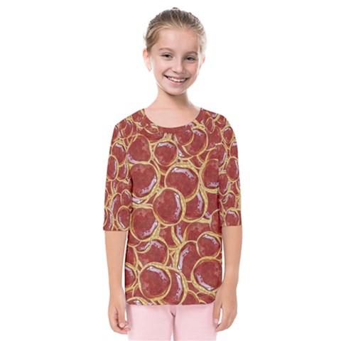 Cookies With Strawberry Jam Motif Pattern Kids  Quarter Sleeve Raglan Tee by dflcprintsclothing