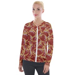 Cookies With Strawberry Jam Motif Pattern Velvet Zip Up Jacket by dflcprintsclothing