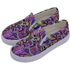 Abstract Intarsio Kids  Canvas Slip Ons by kaleidomarblingart