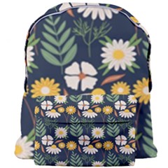 Flower Grey Pattern Floral Giant Full Print Backpack by Dutashop
