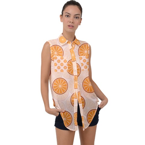 Orange Slices! Sleeveless Chiffon Button Shirt by fructosebat