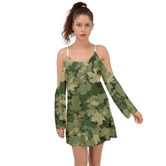 Green Leaves Camouflage Boho Dress by Ravend