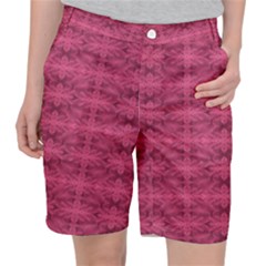 Elegant Pink Floral Geometric Pattern Pocket Shorts by dflcprintsclothing