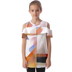 Abstract T- Shirt Pink Colorful Abstract Minimalism T- Shirt Fold Over Open Sleeve Top by maxcute
