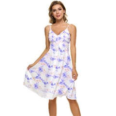 Bat Pattern T- Shirt Bats And Bows Blue Orange T- Shirt Sleeveless Tie Front Chiffon Dress by maxcute