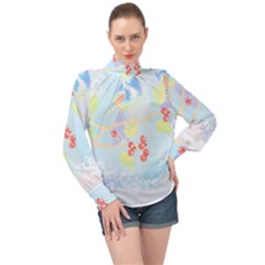 Bird Lover T- Shirtbird T- Shirt (15) High Neck Long Sleeve Chiffon Top by maxcute