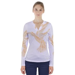 Bird Lover T- Shirtbird T- Shirt (36) V-neck Long Sleeve Top by maxcute