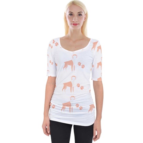 Boxer Dog Pattern T- Shirt Boxer Dog Cute Pattern T- Shirt Wide Neckline Tee by maxcute