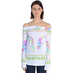 Butterfly Art T- Shirtbutterfly T- Shirt Off Shoulder Long Sleeve Top by maxcute