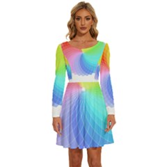 Color Wheel T- Shirt Color Wheel T- Shirt Long Sleeve Wide Neck Velour Dress by maxcute