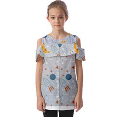 Cosmos T- Shirt Cute Baby Cosmic Pattern T- Shirt Fold Over Open Sleeve Top by maxcute