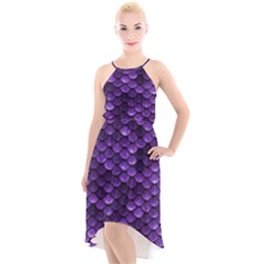 Purple Scales! High-low Halter Chiffon Dress  by fructosebat