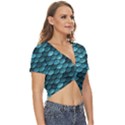 Teal Scales! Twist Front Crop Top View3
