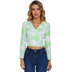 Fish T- Shirt Fun Fishes T- Shirt Long Sleeve V-neck Top by maxcute