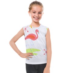 Flamingo T- Shirt Mid- Century Modern Pink Flamingo With Retro Icons Repeating Pattern T- Shirt Kids  Mesh Tank Top by maxcute