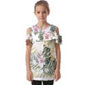 Hawaii T- Shirt Hawaii Bloom Creative T- Shirt Fold Over Open Sleeve Top View1