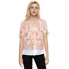 Pattern T- Shirt Autumn Peach Art Nouveau Pattern T- Shirt Bow Sleeve Button Up Top by maxcute