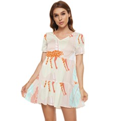 Pattern T- Shirt Hand Drawn Exotic Big Cat Cheetahs, Stretching, Running, Sitting And Walking On Abs Tiered Short Sleeve Babydoll Dress by maxcute