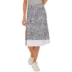 Pattern T- Shirt One Line - Black T- Shirt Midi Panel Skirt by maxcute