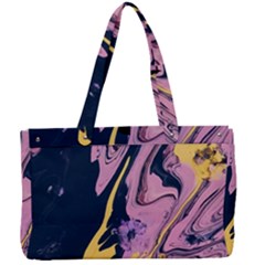 Pink Black And Yellow Abstract Painting Canvas Work Bag by Jancukart